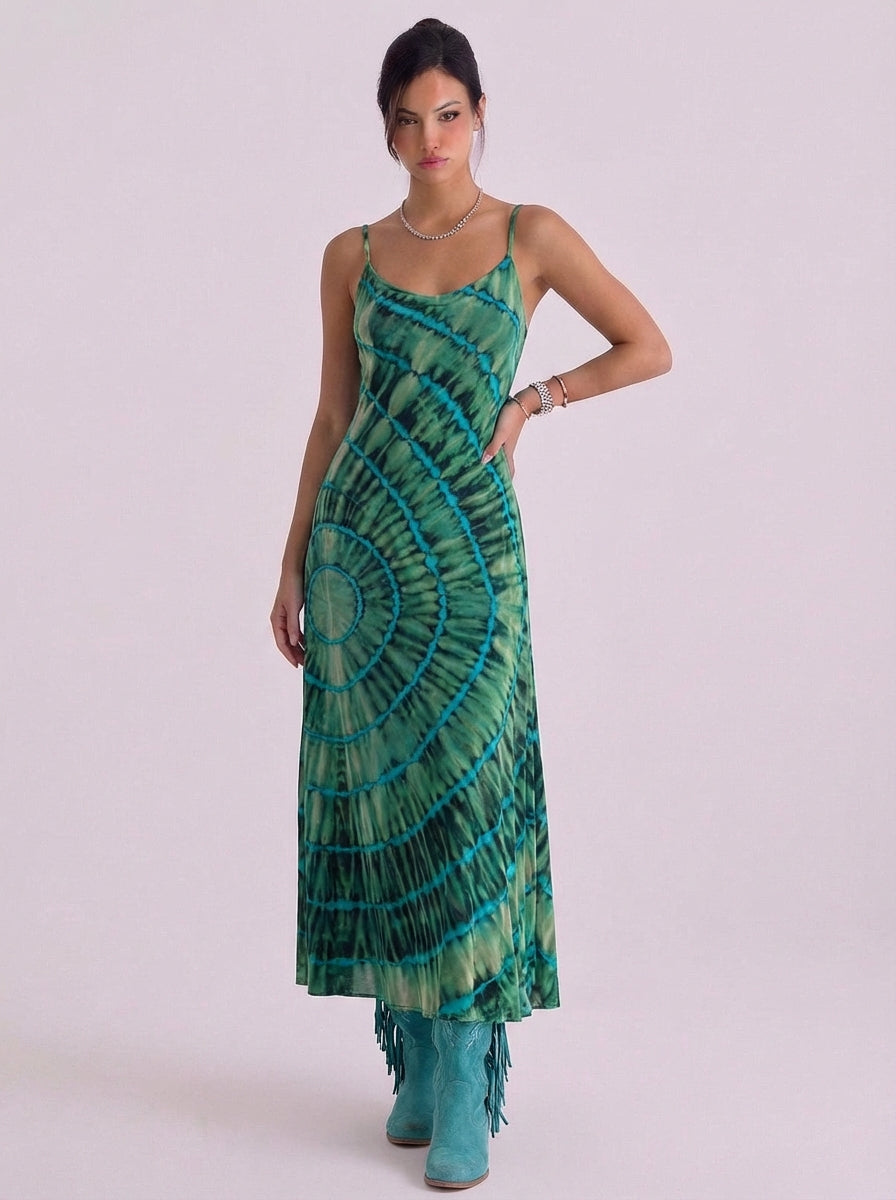 Cotton Ombre Maxi Dress With Smocked Bodice